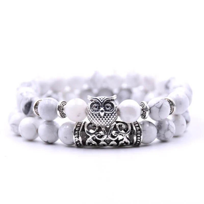 Owl natural stone bracelet