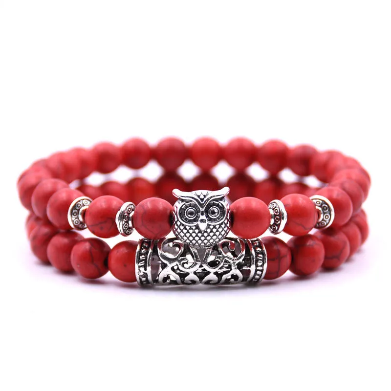 Owl natural stone bracelet
