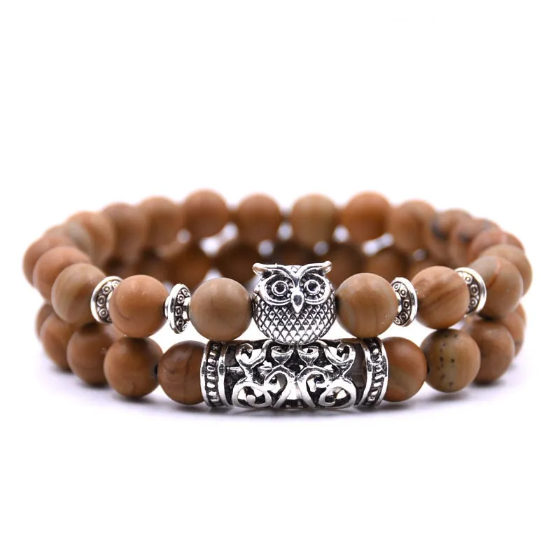 Owl natural stone bracelet