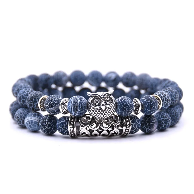 Owl natural stone bracelet