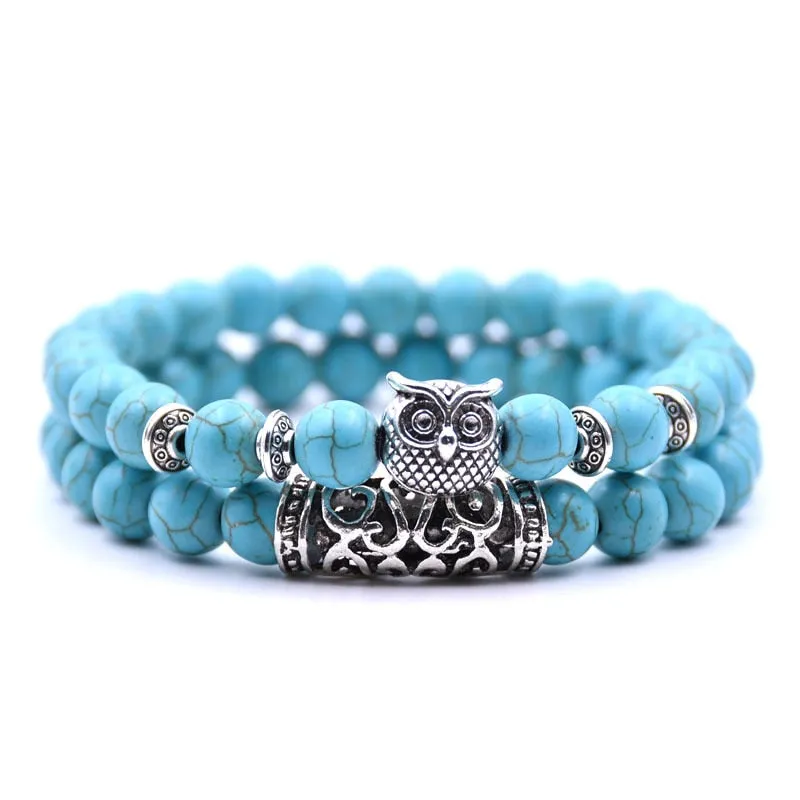 Owl natural stone bracelet