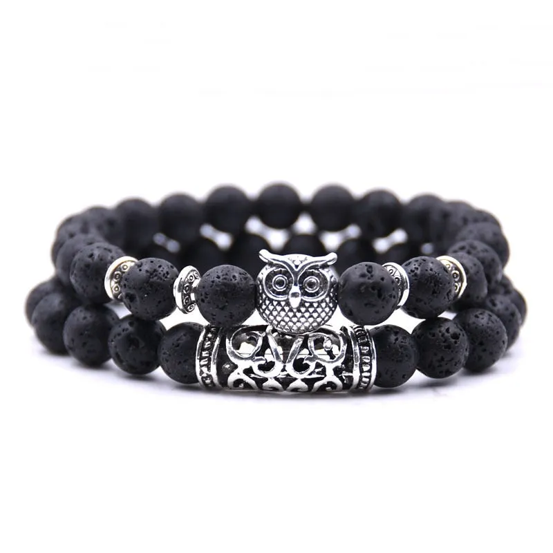 Owl natural stone bracelet