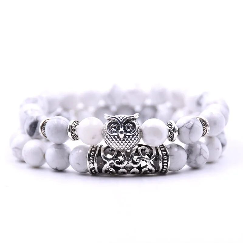 Owl natural stone bracelet