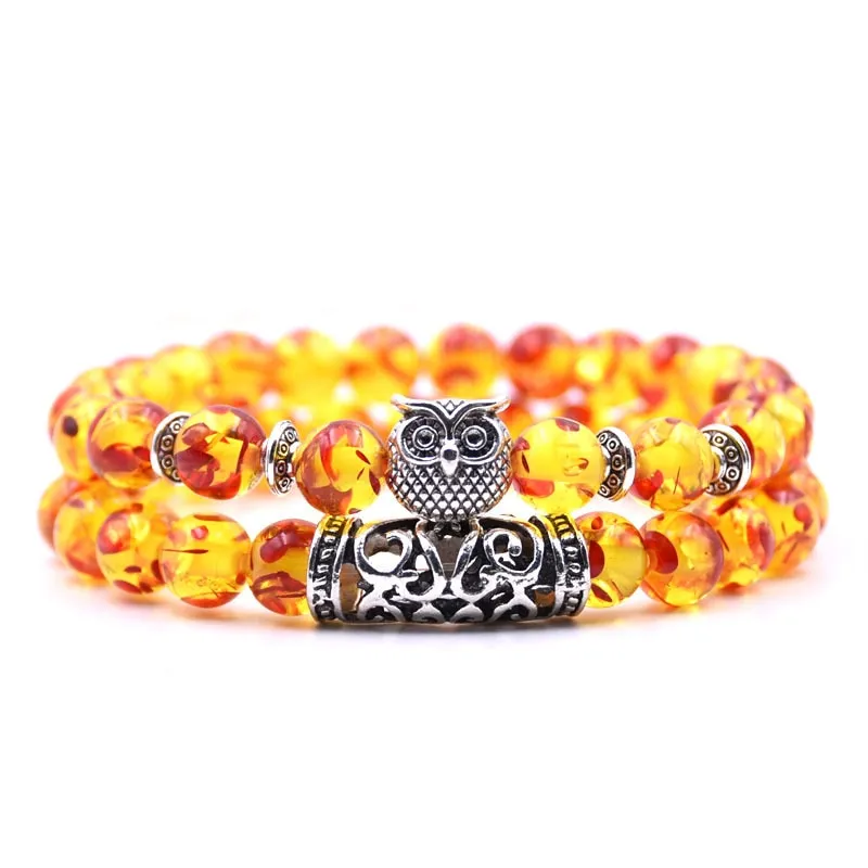 Owl natural stone bracelet