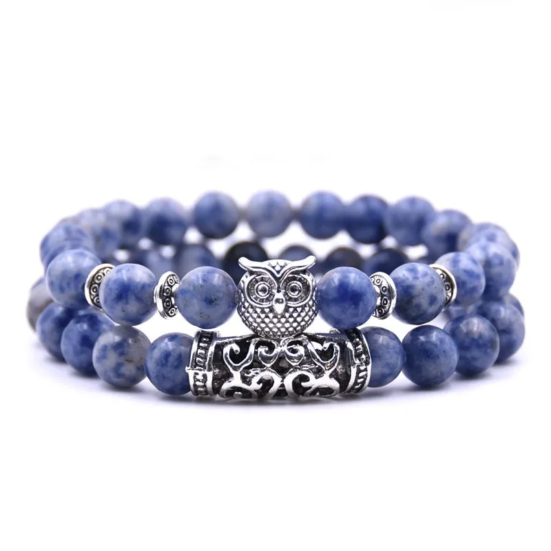 Owl natural stone bracelet