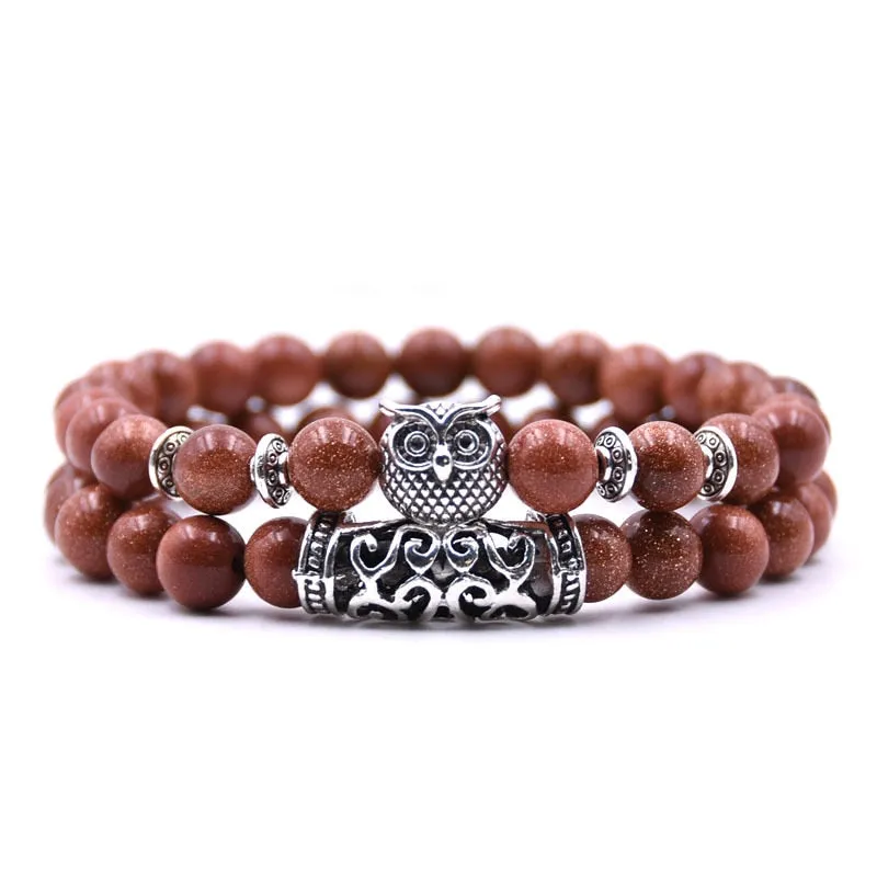 Owl natural stone bracelet