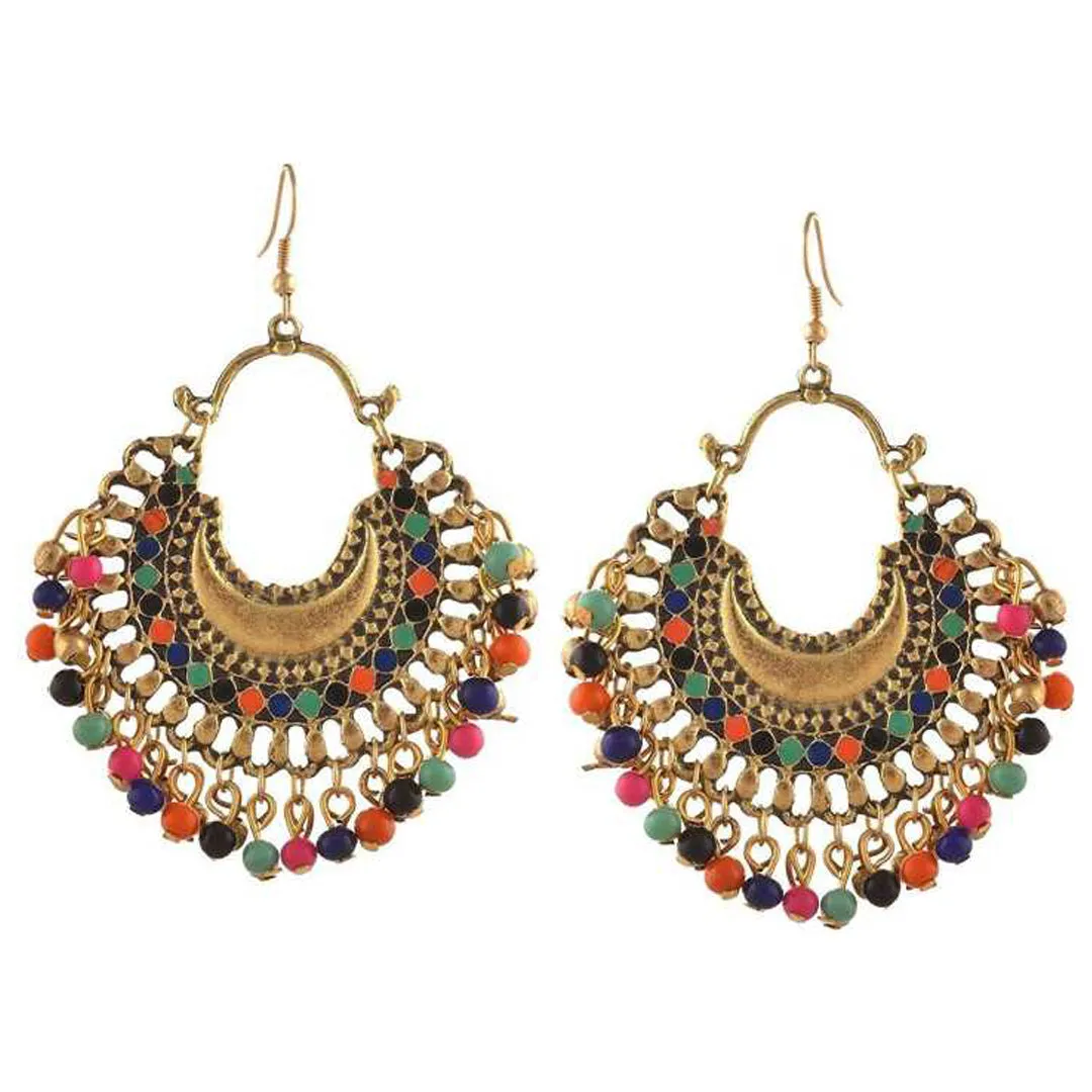 Pack of 2 Oxidized Golden Multicolor Beads and Stud Earrings