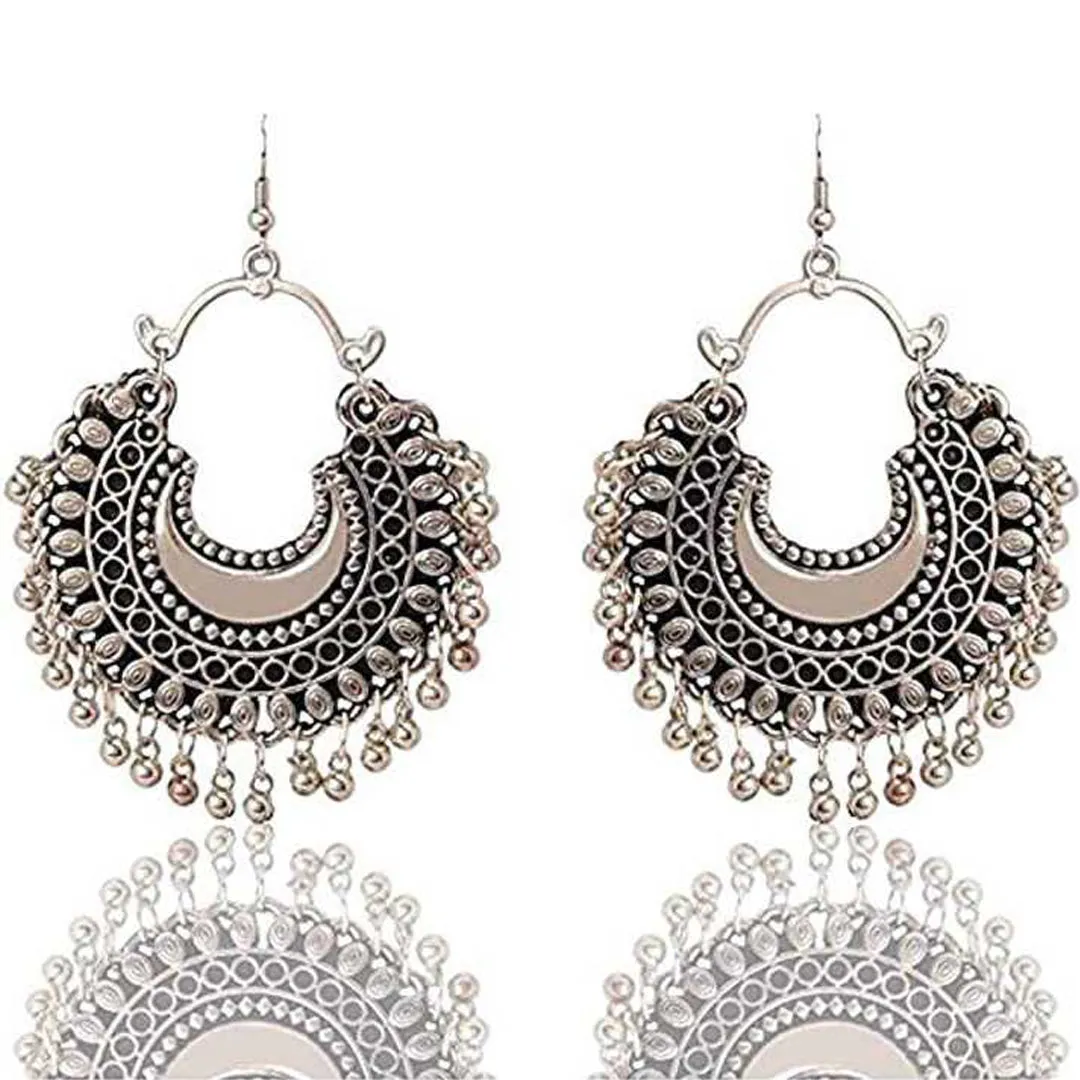 Pack of 2 Silver Half Moon and Mirror Jhumki