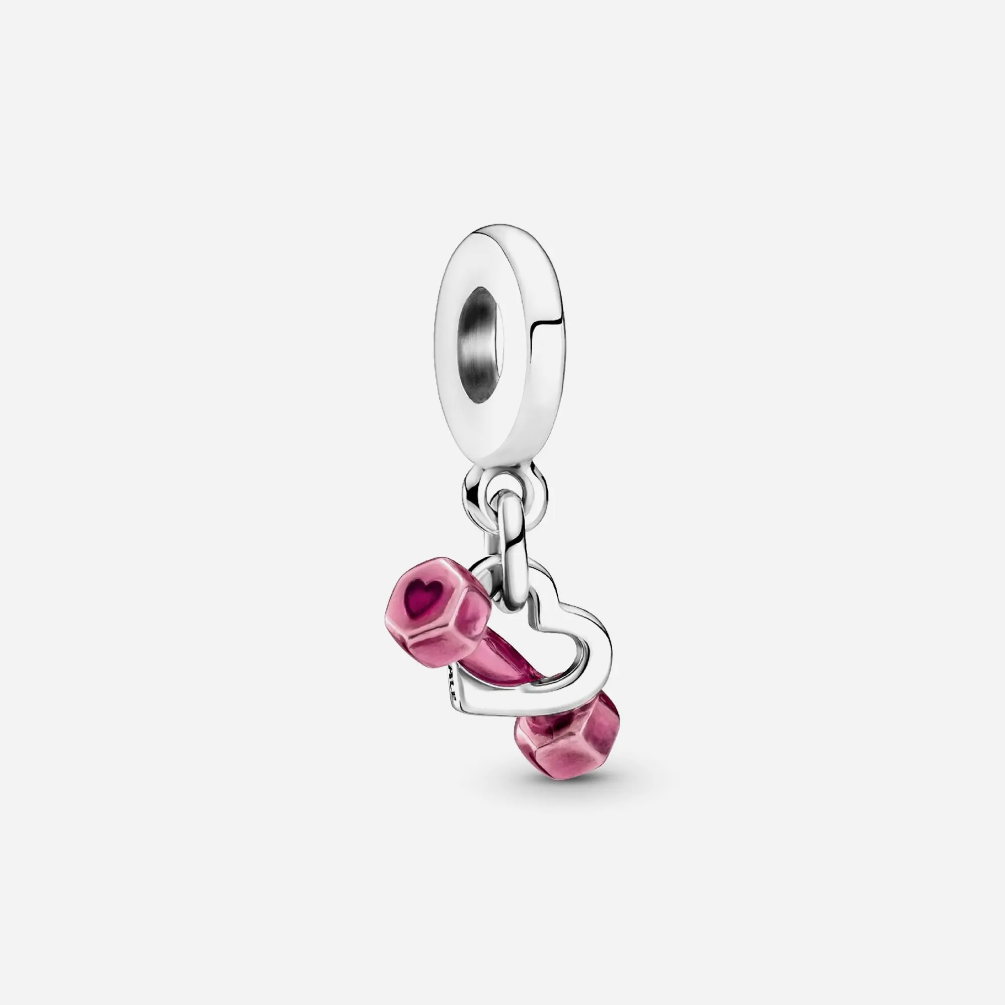 Pandora Dumbbell & Heart Dangle Charm Sterling Silver