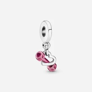 Pandora Dumbbell & Heart Dangle Charm Sterling Silver