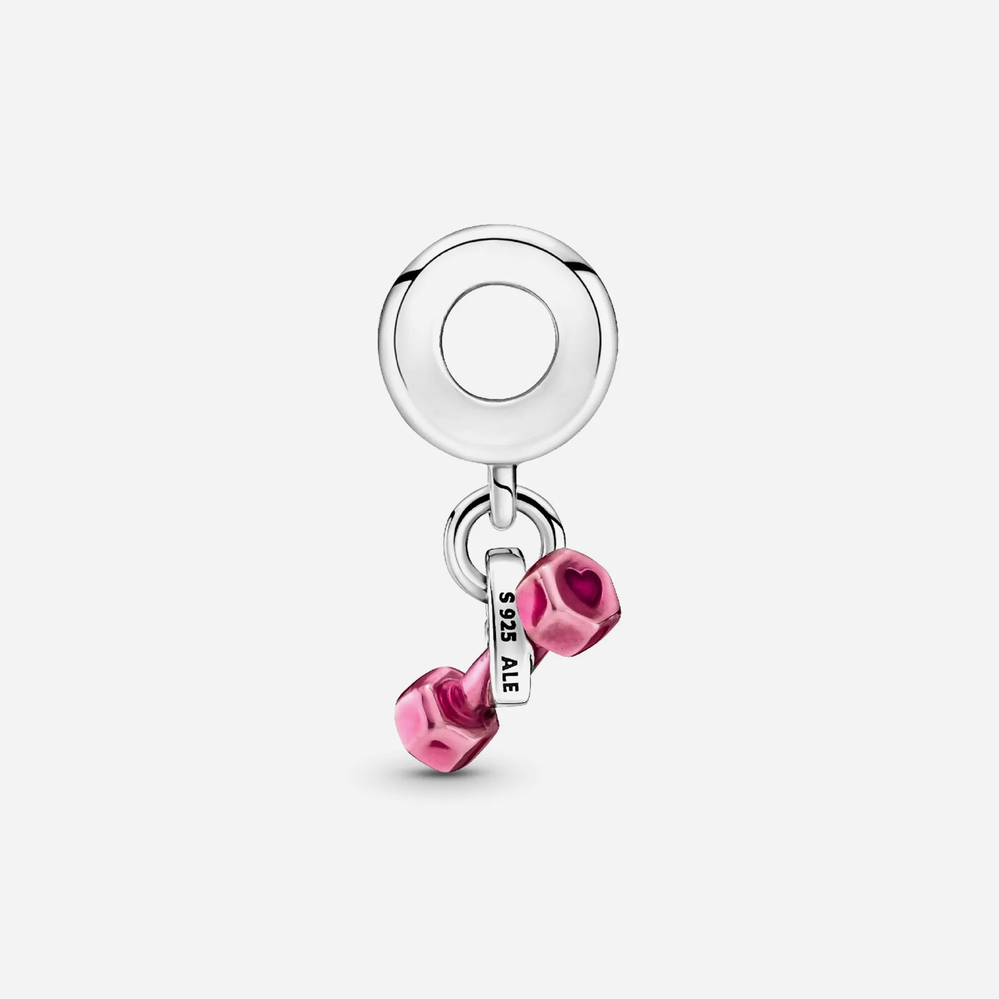 Pandora Dumbbell & Heart Dangle Charm Sterling Silver
