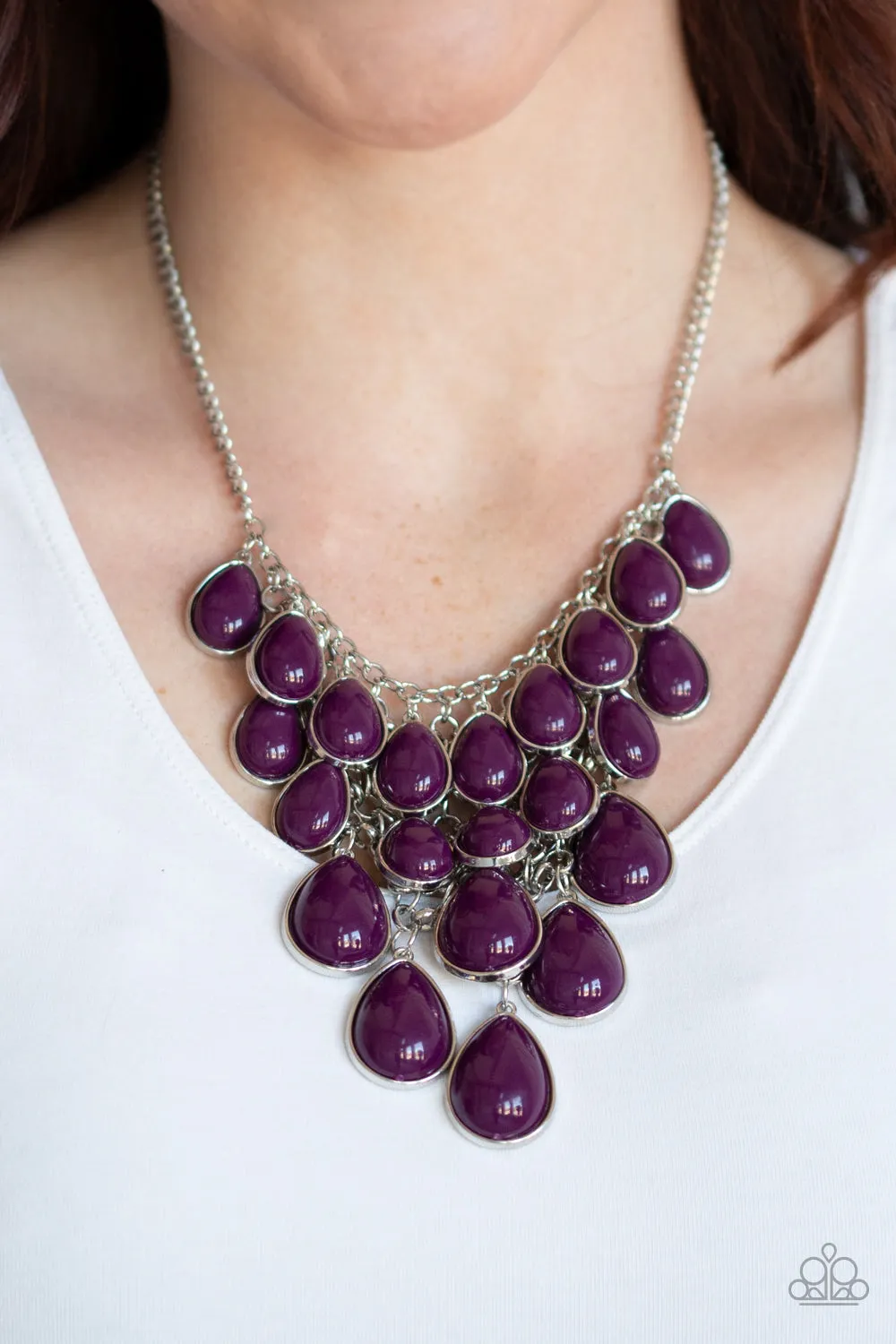 Paparazzi  - Shop Til You TEARDROP - Purple Necklace