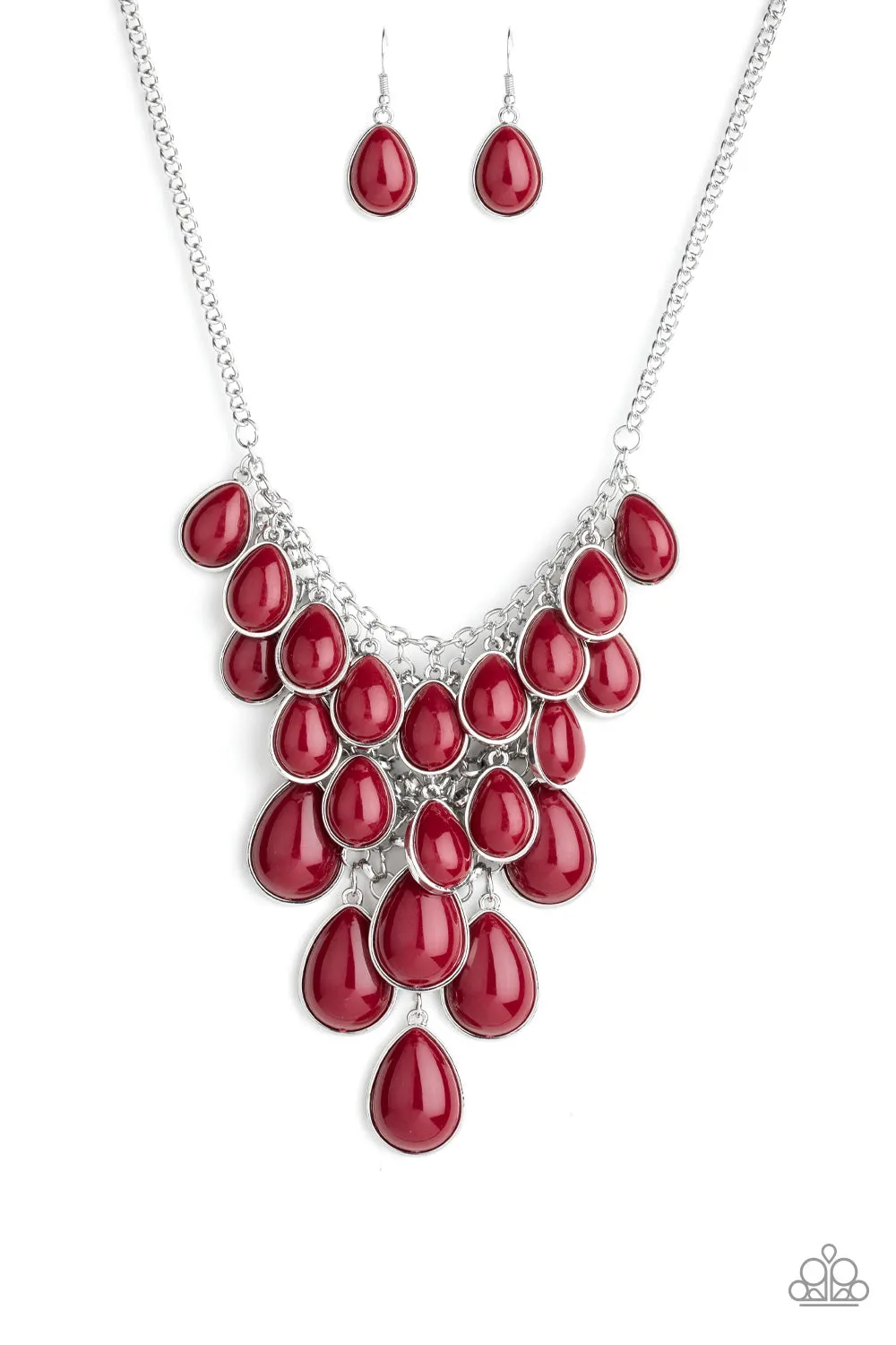 Paparazzi  - Shop Til You TEARDROP - Red Necklace