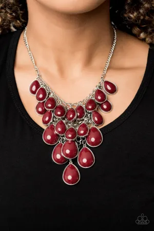 Paparazzi  - Shop Til You TEARDROP - Red Necklace