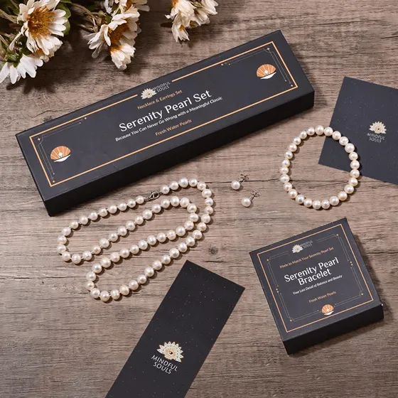 Pearl Necklace & Earrings Set   Bracelet