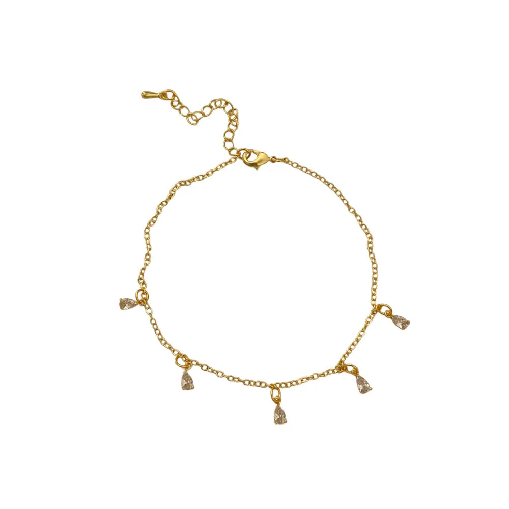 Penta Drop Stone Adjustable Gold Bracelet JLTB0612