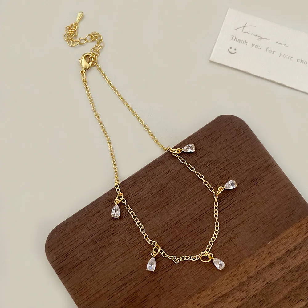 Penta Drop Stone Adjustable Gold Bracelet JLTB0612
