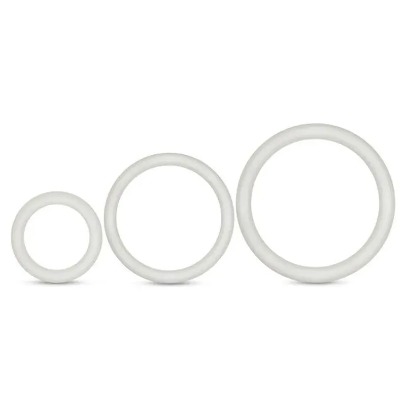Performance Silicone Cock Ring 3 Pc Set White Glow