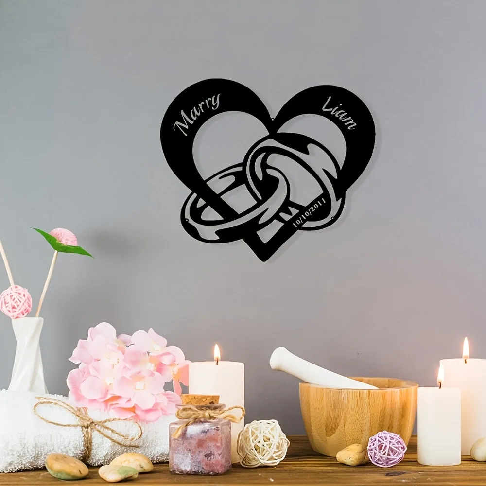 Personalized Metal Heart Wall Decoration for Couples