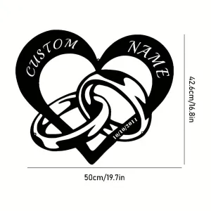 Personalized Metal Heart Wall Decoration for Couples