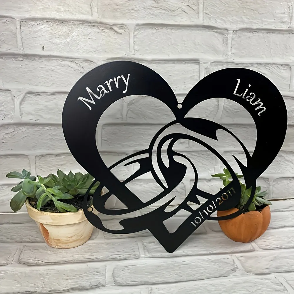 Personalized Metal Heart Wall Decoration for Couples