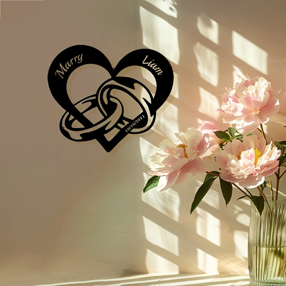 Personalized Metal Heart Wall Decoration for Couples