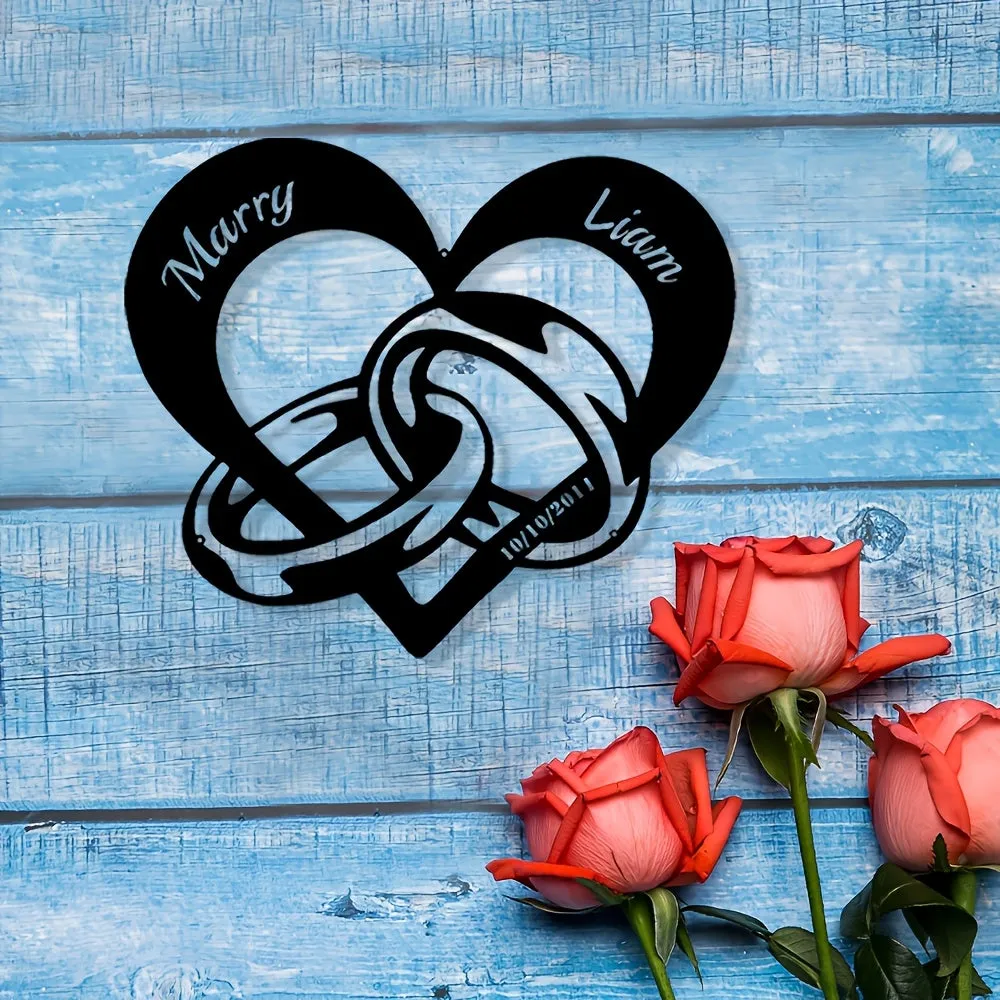 Personalized Metal Heart Wall Decoration for Couples