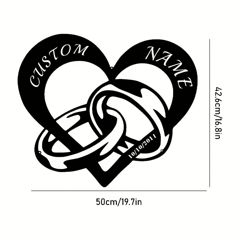 Personalized Metal Heart Wall Decoration for Couples