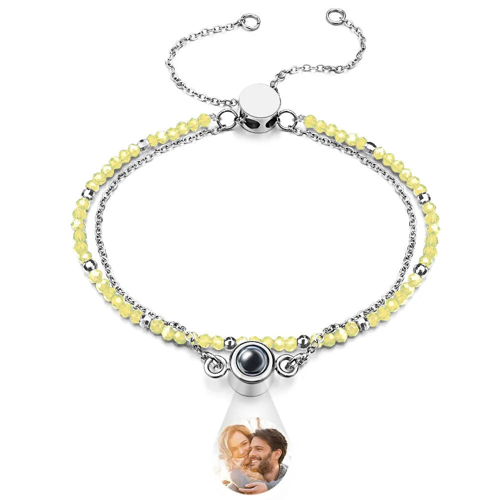 Personalized Photo Projection Crystal Double Layers Bracelet