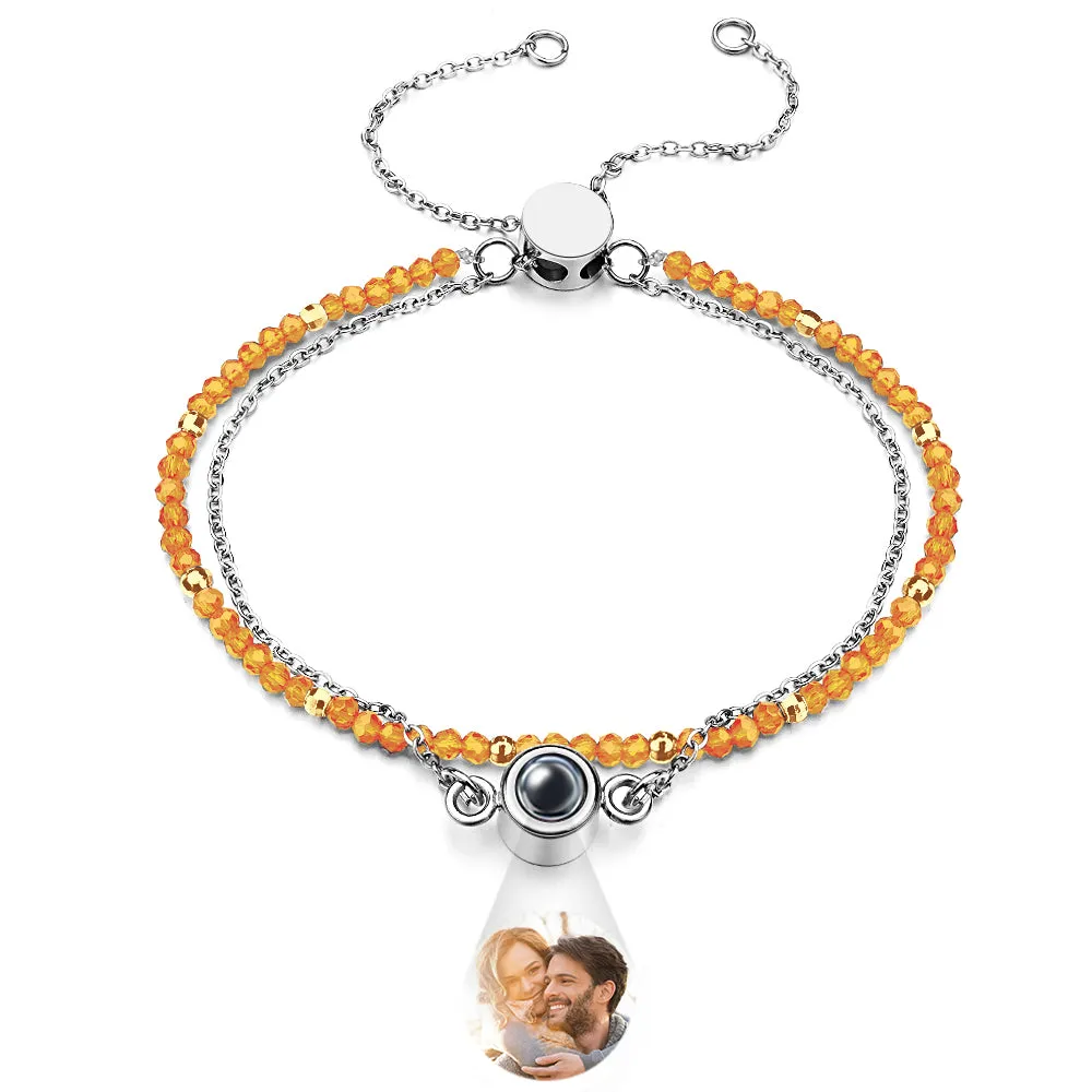 Personalized Photo Projection Crystal Double Layers Bracelet