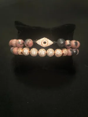 Pharaoh Stack Faceted Pink Zebra Jasper