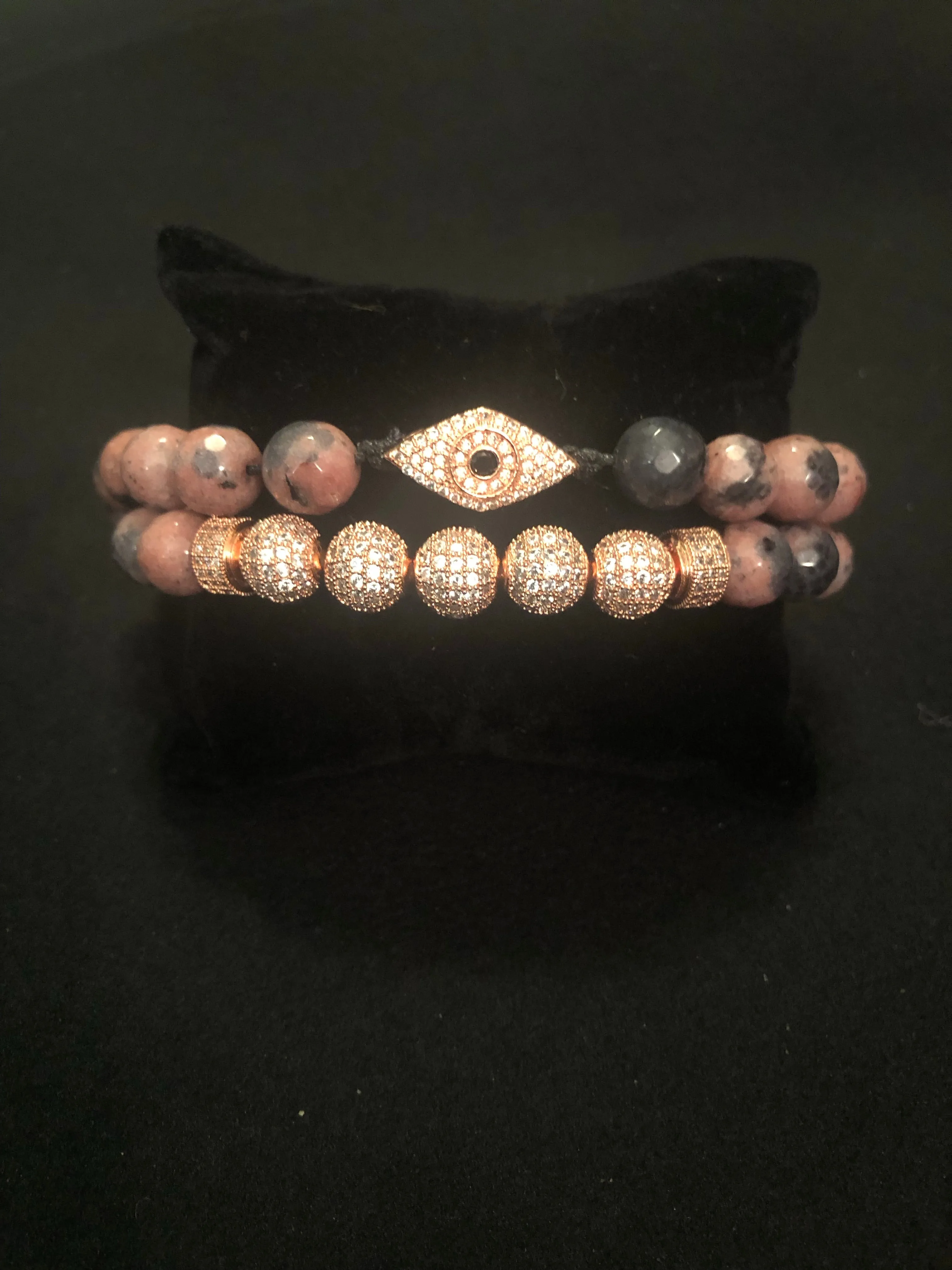 Pharaoh Stack Faceted Pink Zebra Jasper