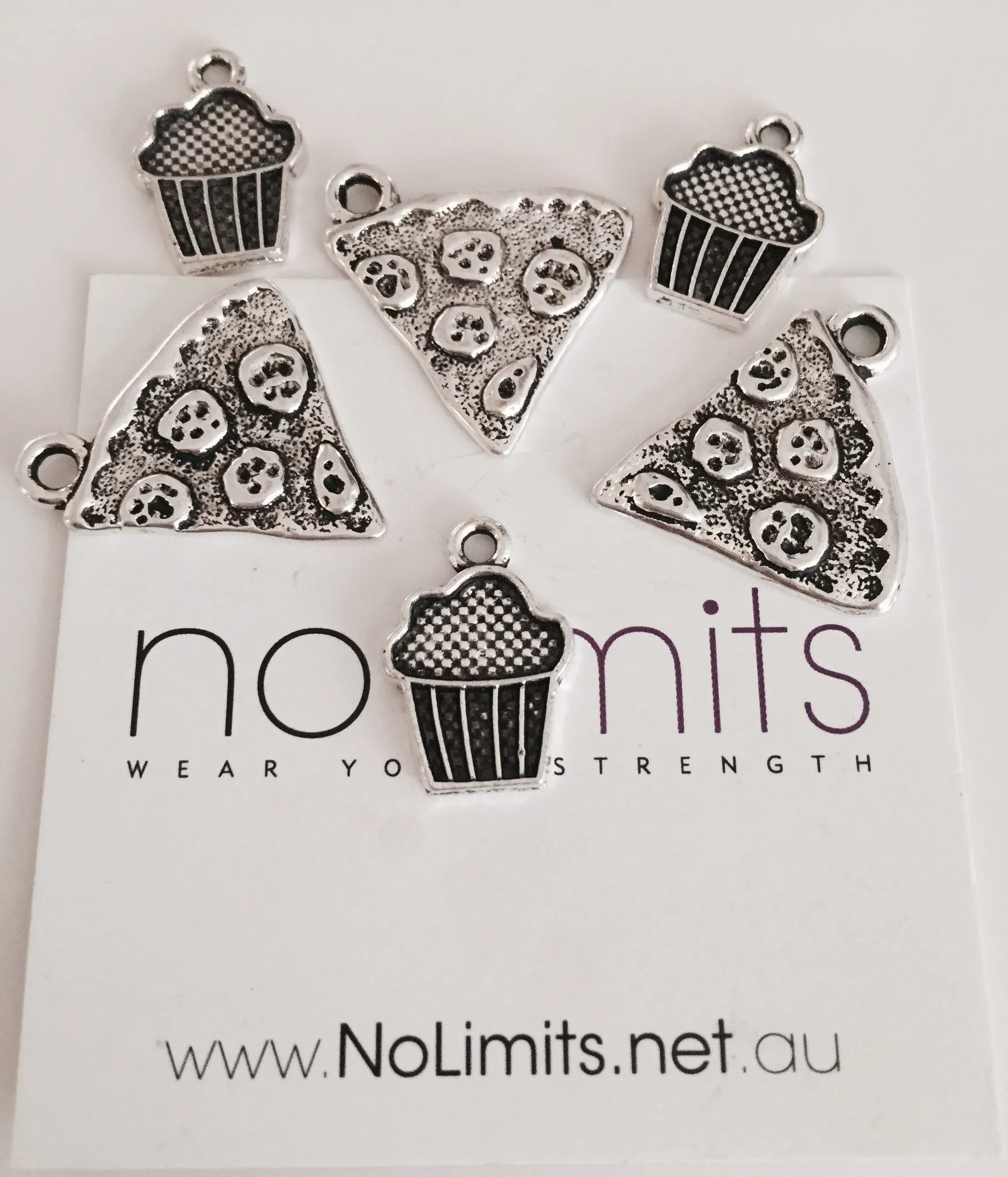 Pizza and cupcake charms