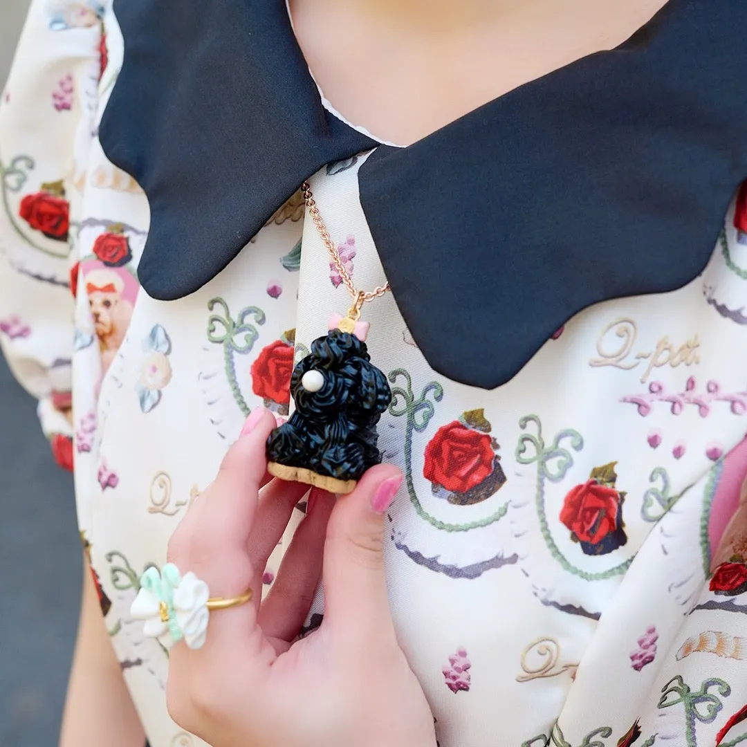 Poodle Cake Necklace (Sesame)【Japan Jewelry】