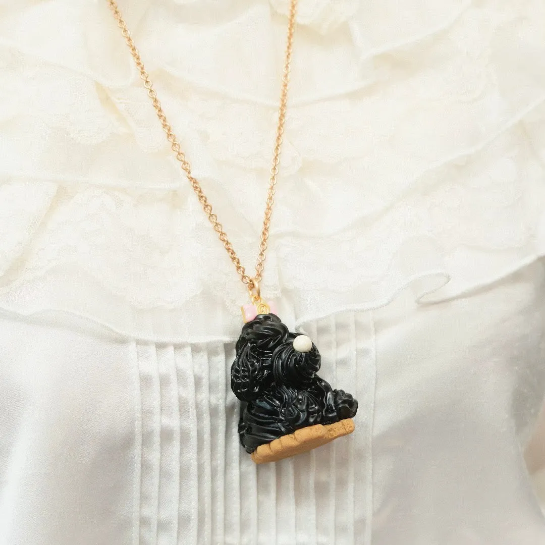 Poodle Cake Necklace (Sesame)【Japan Jewelry】