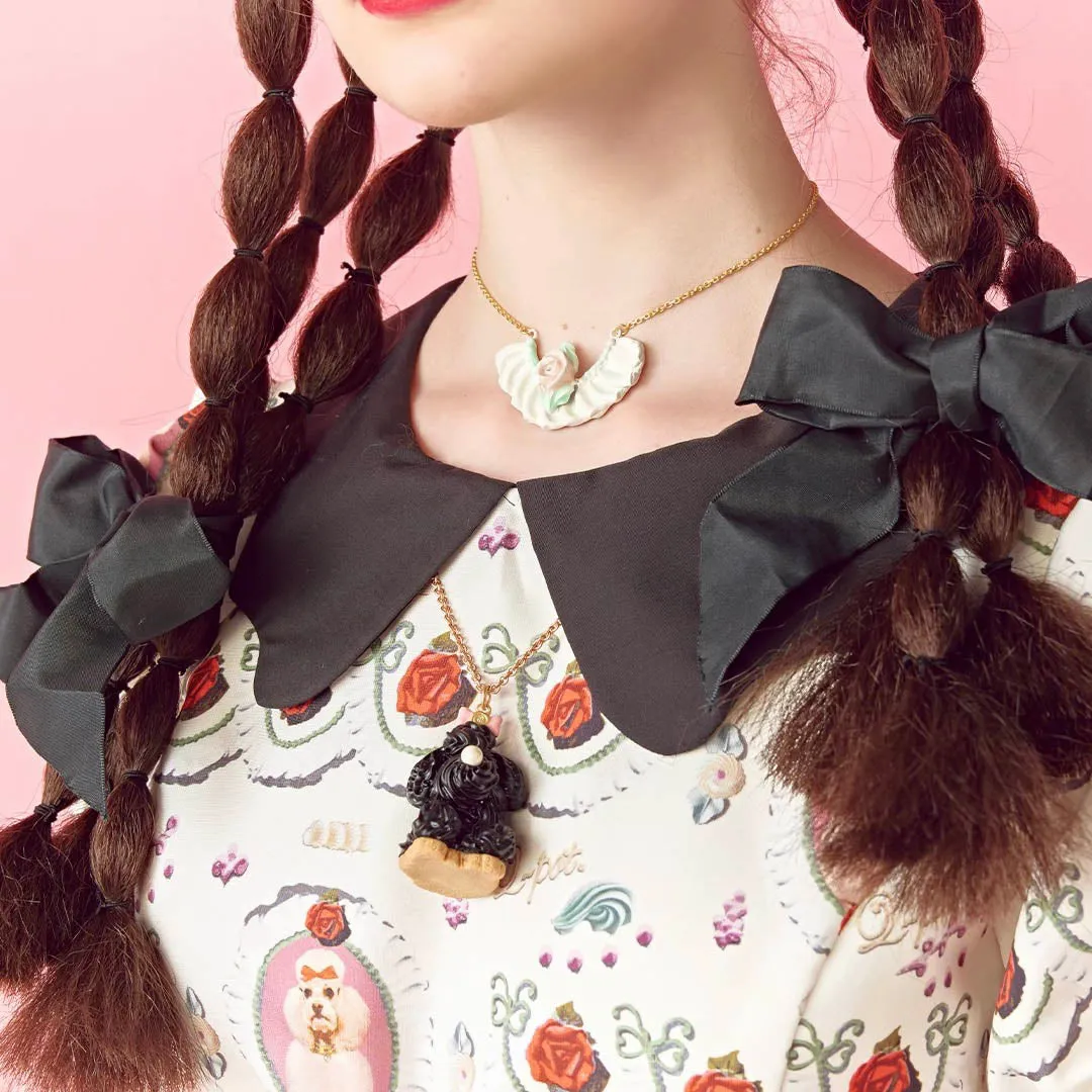Poodle Cake Necklace (Sesame)【Japan Jewelry】