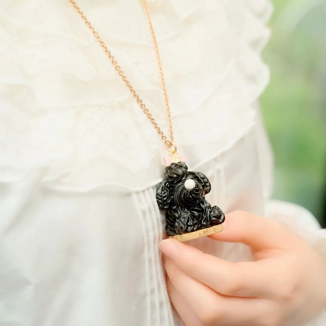 Poodle Cake Necklace (Sesame)【Japan Jewelry】
