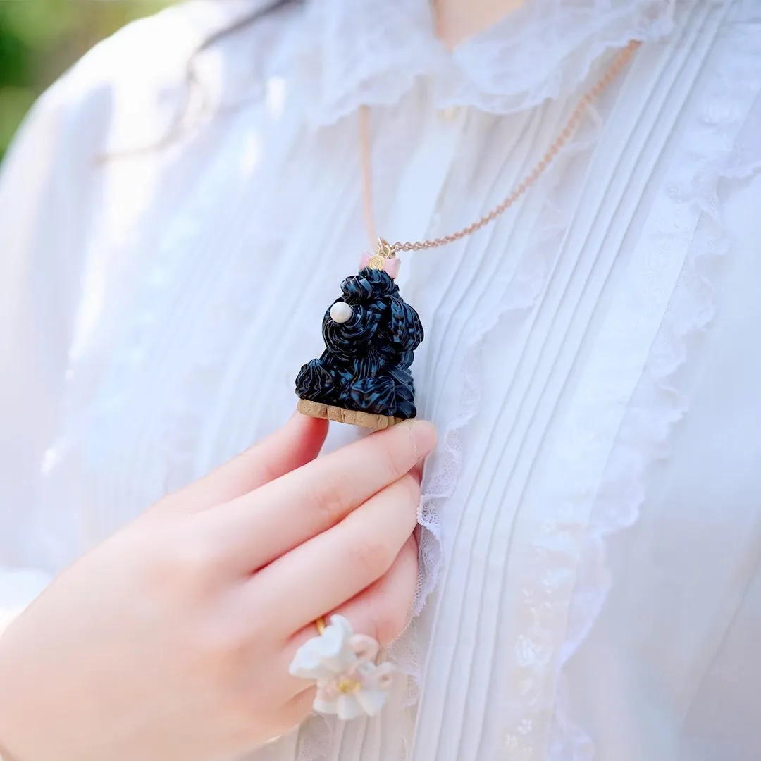 Poodle Cake Necklace (Sesame)【Japan Jewelry】