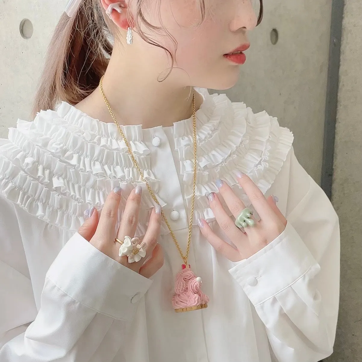 Poodle Cake Necklace (Strawberry)【Japan Jewelry】