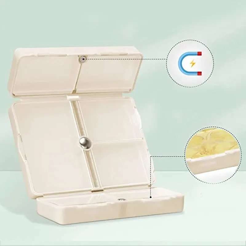 Portable magnetic Pill Case with 7 Compartments