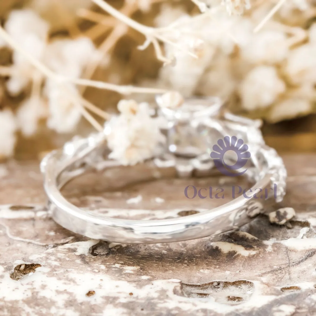 Princess CZ Three Stone Twisted Shank Wedding Ring