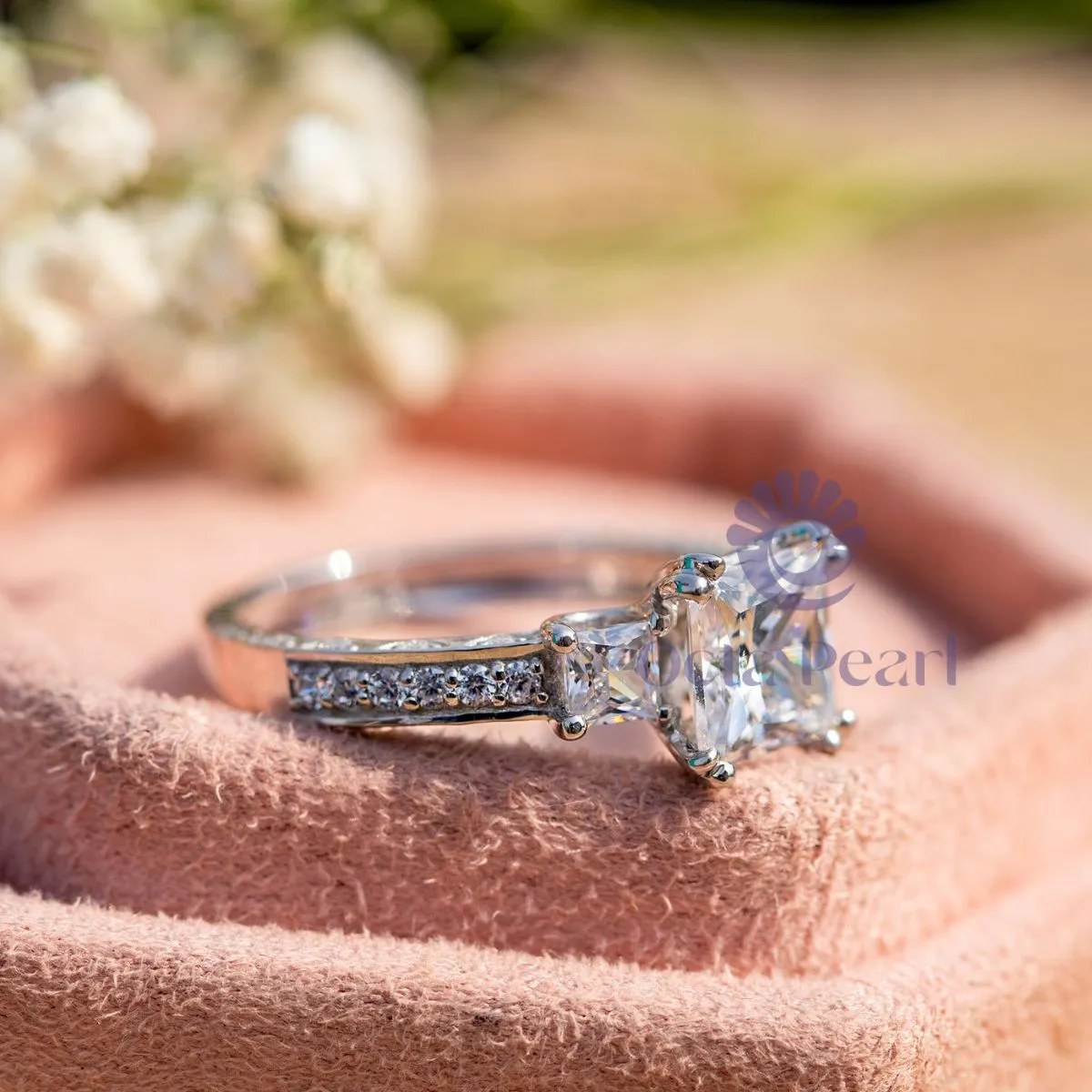 Princess CZ Three Stone Wedding Anniversary Ring