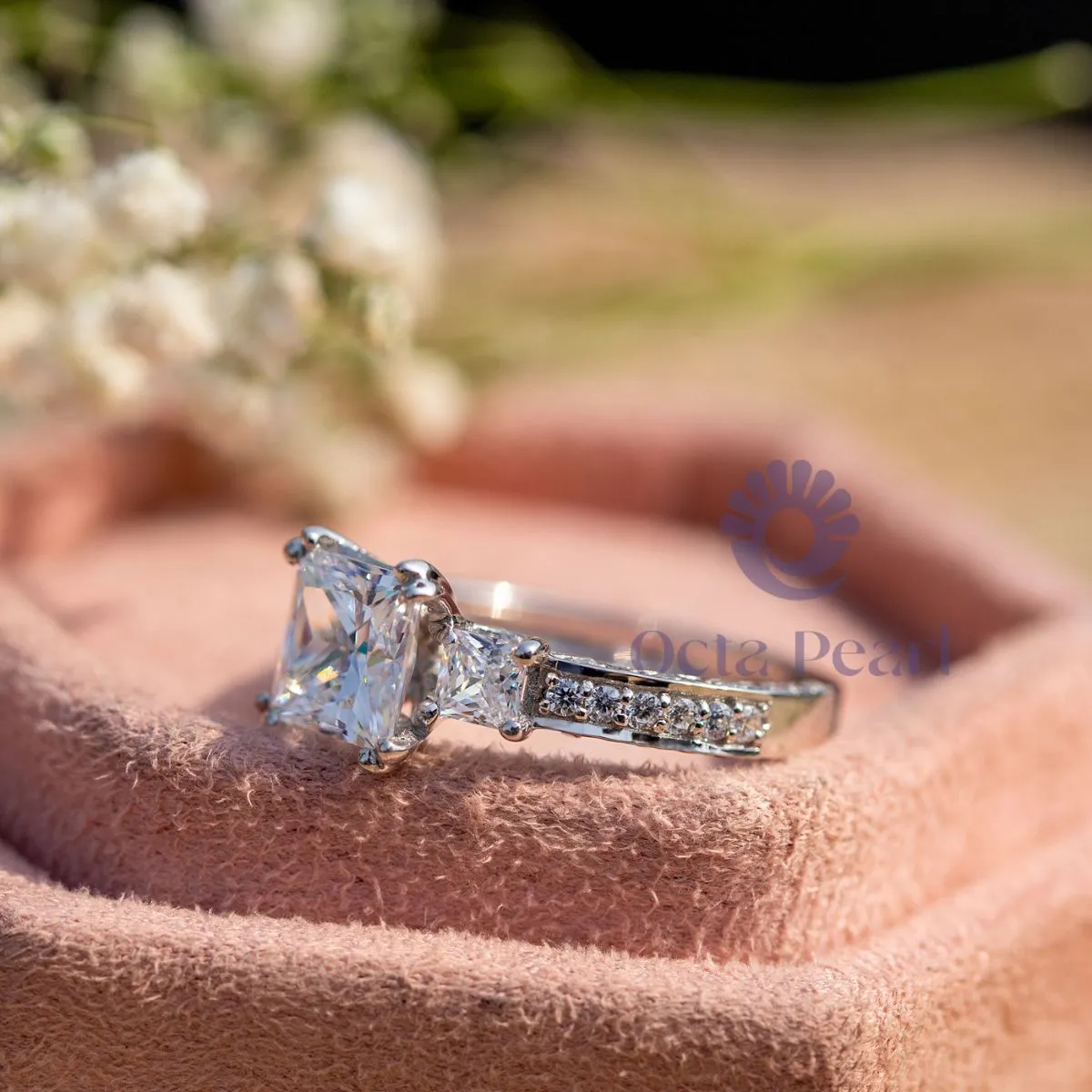 Princess CZ Three Stone Wedding Anniversary Ring