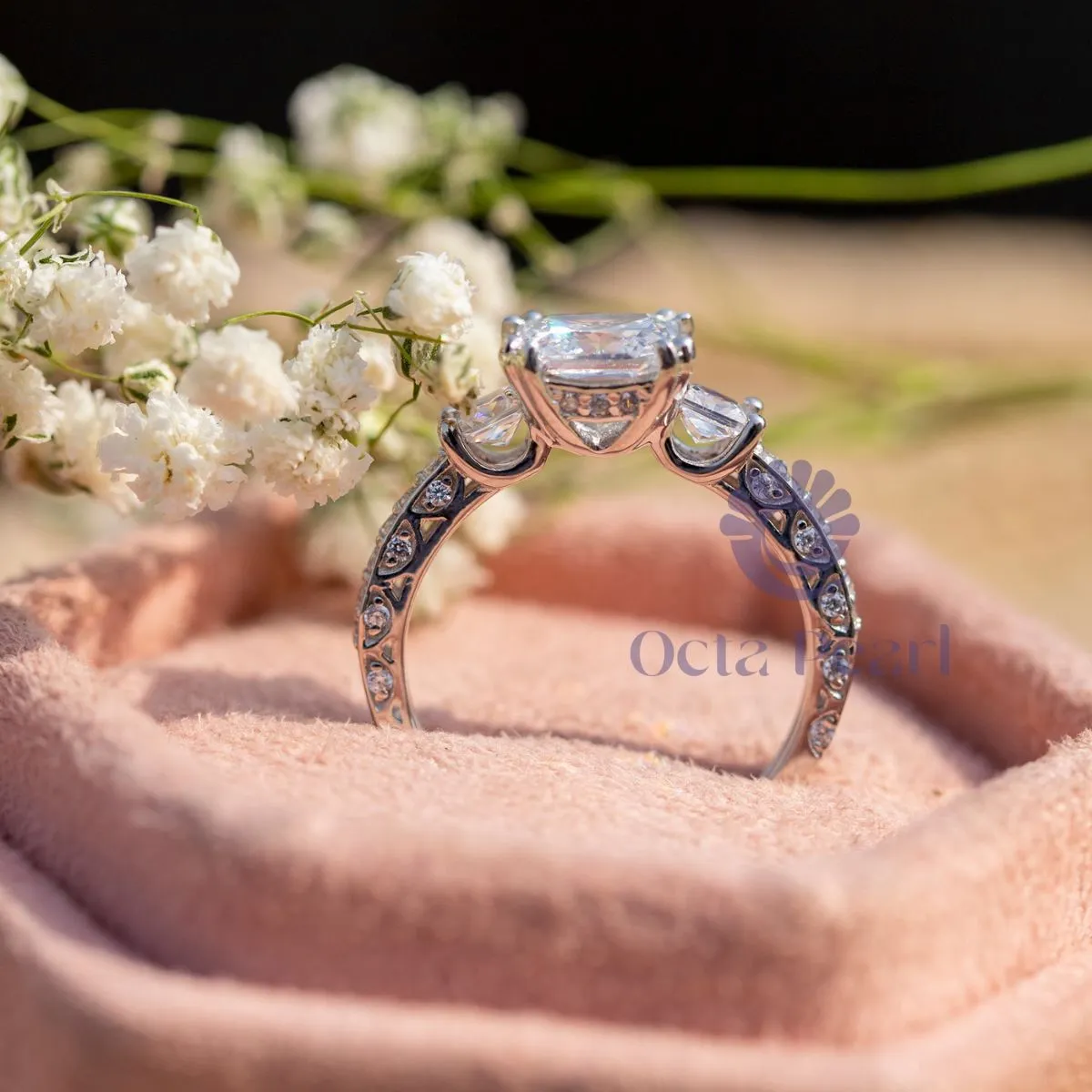 Princess CZ Three Stone Wedding Anniversary Ring