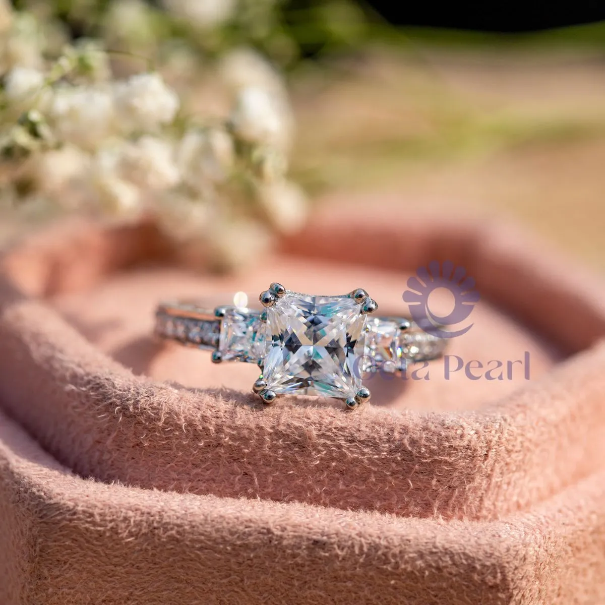 Princess CZ Three Stone Wedding Anniversary Ring