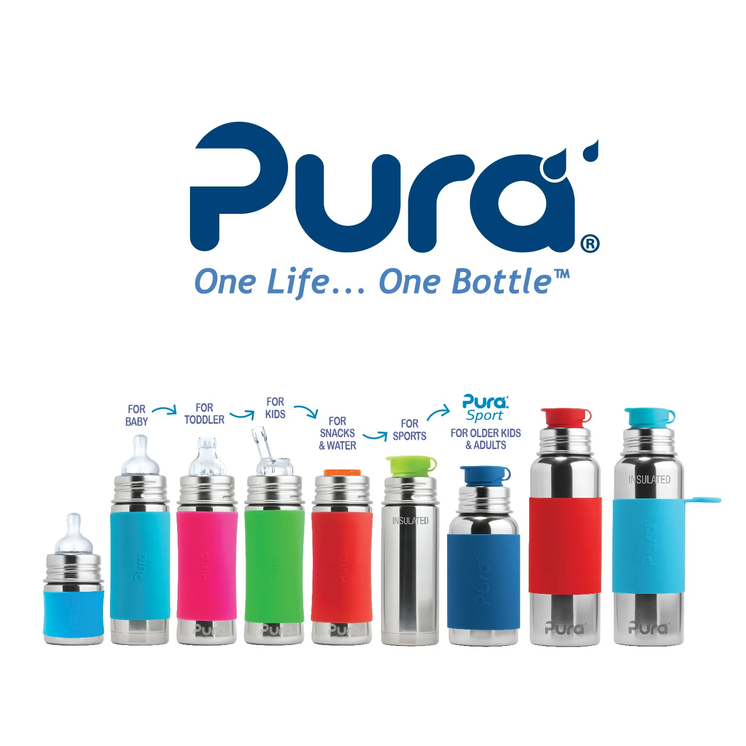 Pura 11oz Infant Stainless Steel Bottle (Moss with sleeves)