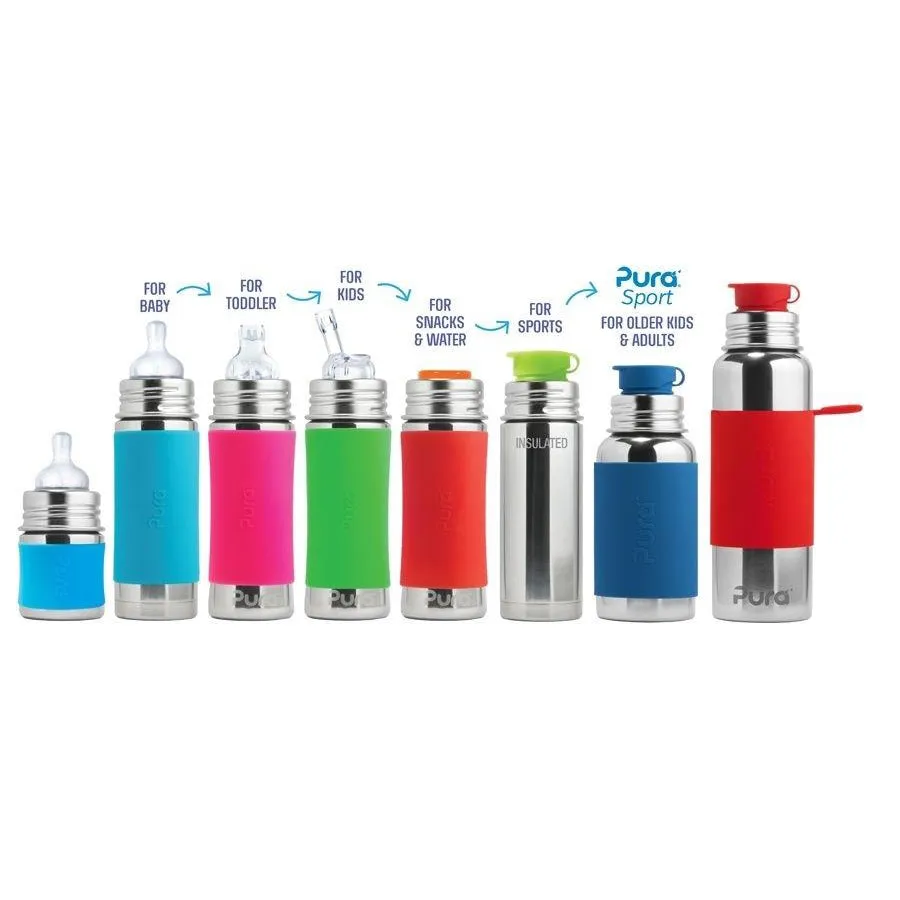 Pura 5oz Infant Stainless Steel Bottle (Moss with sleeves)