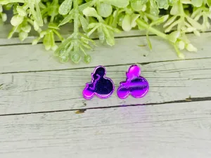 Purple Mirror Girl Mouse Earrings