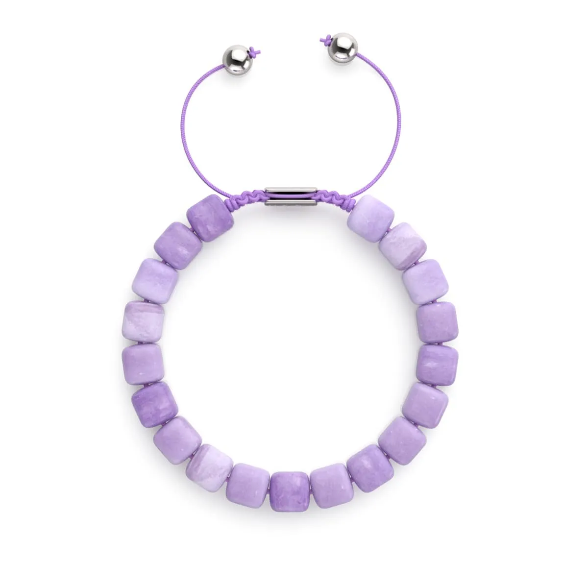 Purple Quartz | Silver | Gemstone Pebble Macrame Bracelet