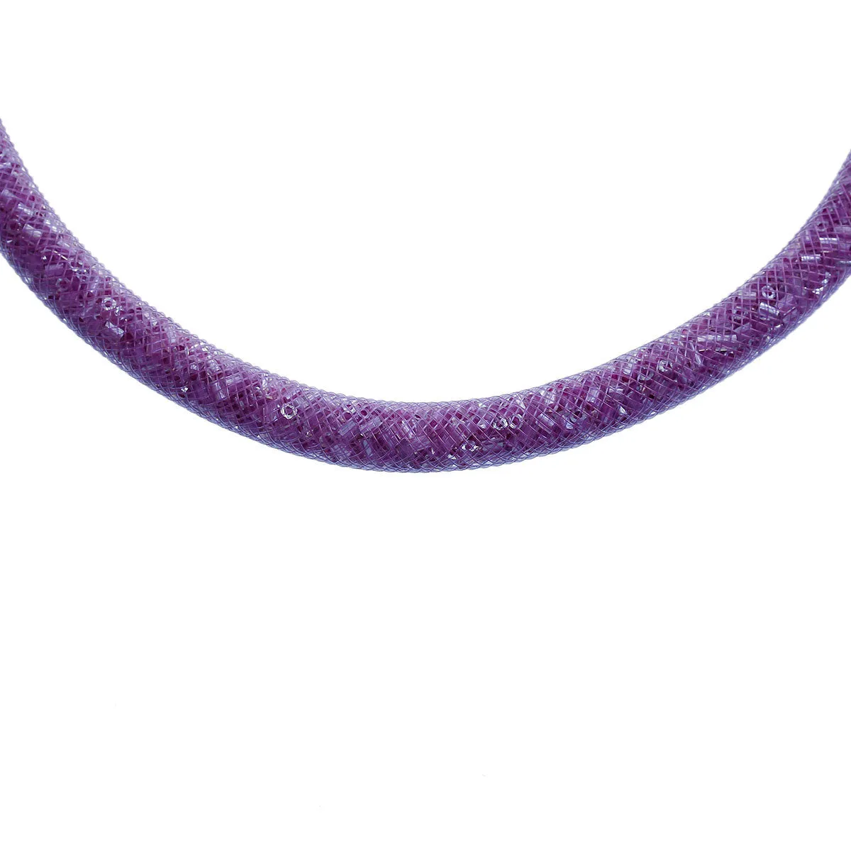 Purple Shiny Rhinestone Crystal Star GlitterMesh Magnetic Necklace